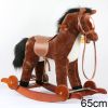 Детская лошадка-качалка с мехом, колеса, деревянная качалка, озвученная, на батарейках, машет хвостом, открывает рот